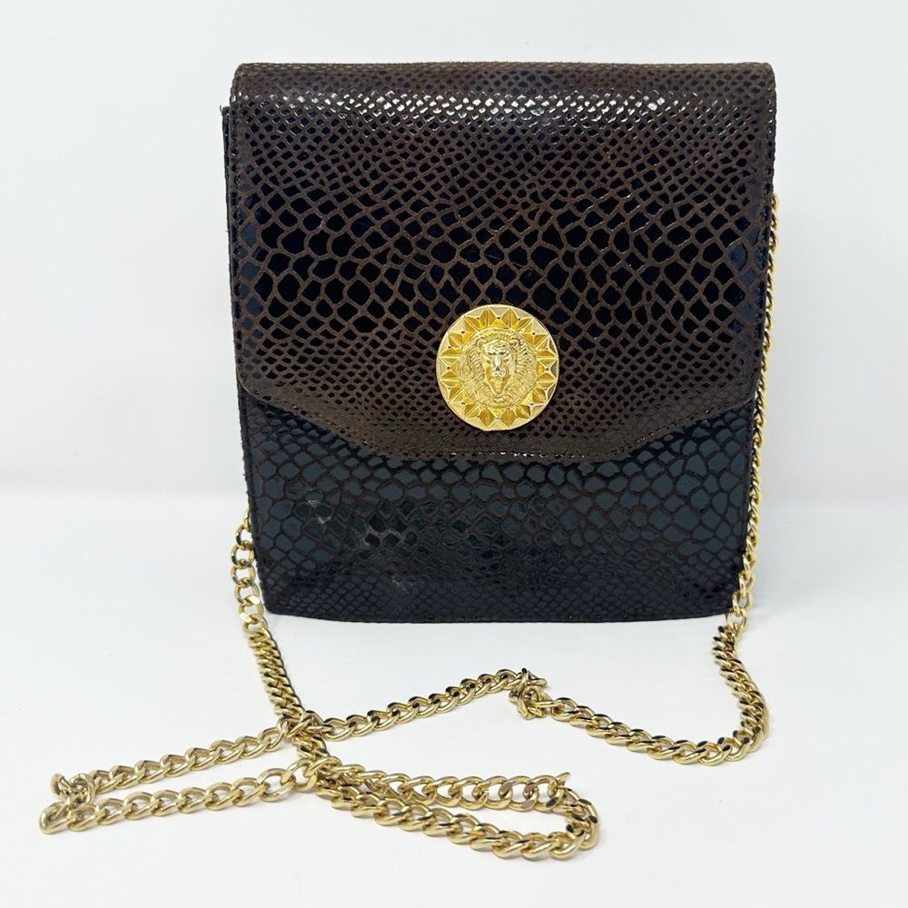 J.RENEE BROWN GOLD CHAIN LION FACE EVENING BAG‎ PURSE